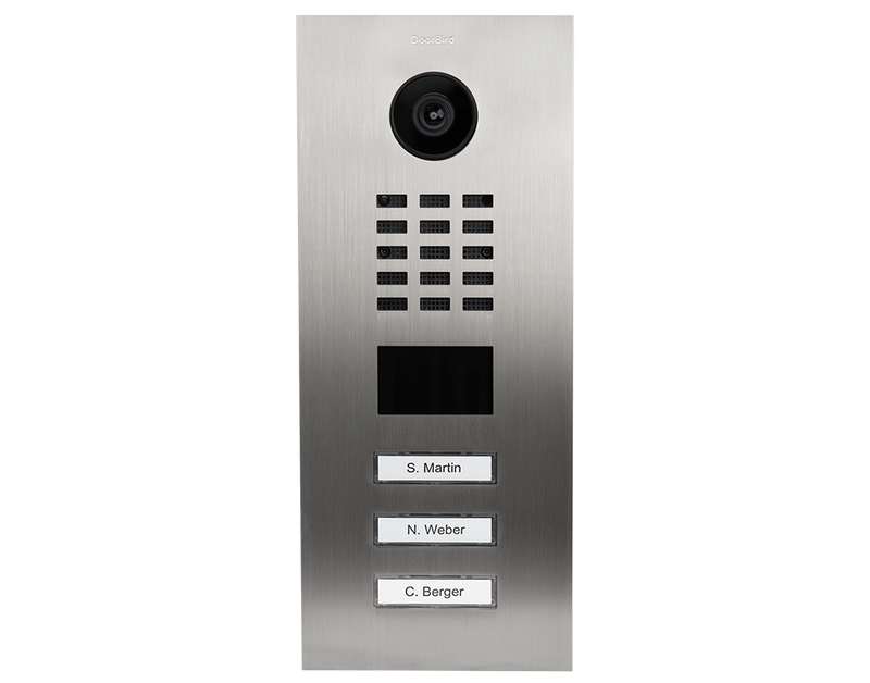DoorBird MDU IP Video Door Intercom For 3 Tenants, 3 Call Buttons, Stainless Steel V2A, brushed