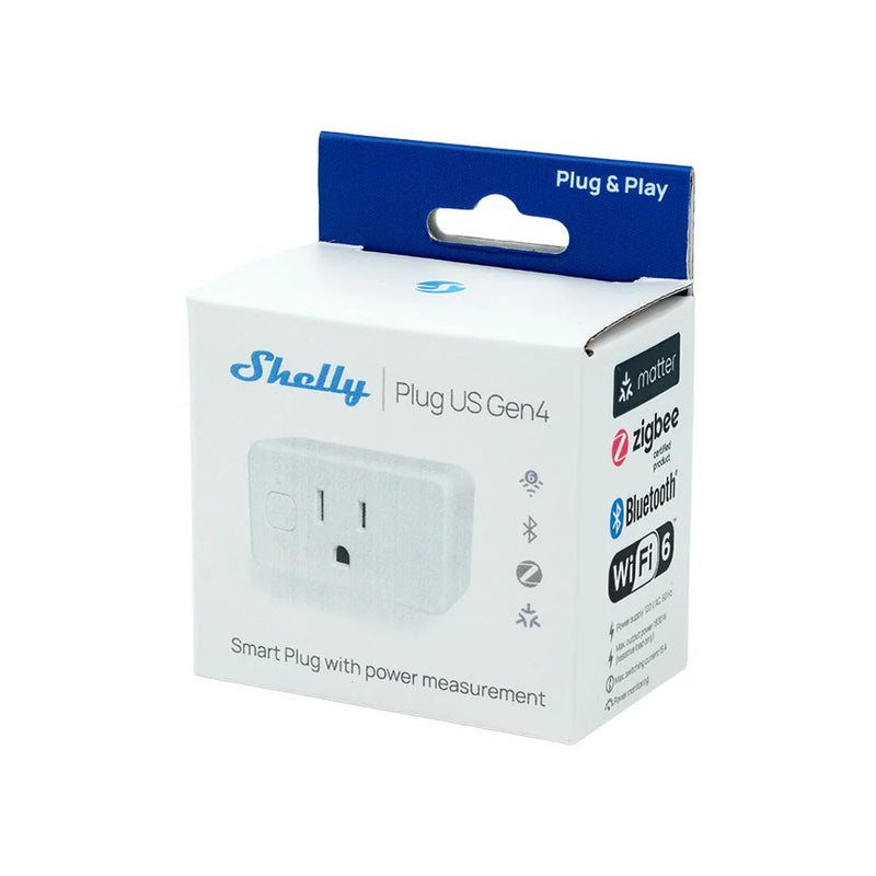 Shelly Plug US Gen4, Wifi/Blutooth/Zigbee/Matter, Power Monitoring, White