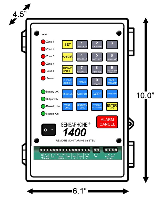 Sensaphone FGD-1400CD 4 Zone Alarm with Auto Dialer in NEMA Case, Clear Door